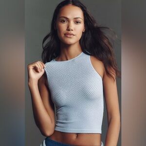 NEW! Anthropologie LyreBird Open-Stitch Shimmer Tank in Blue